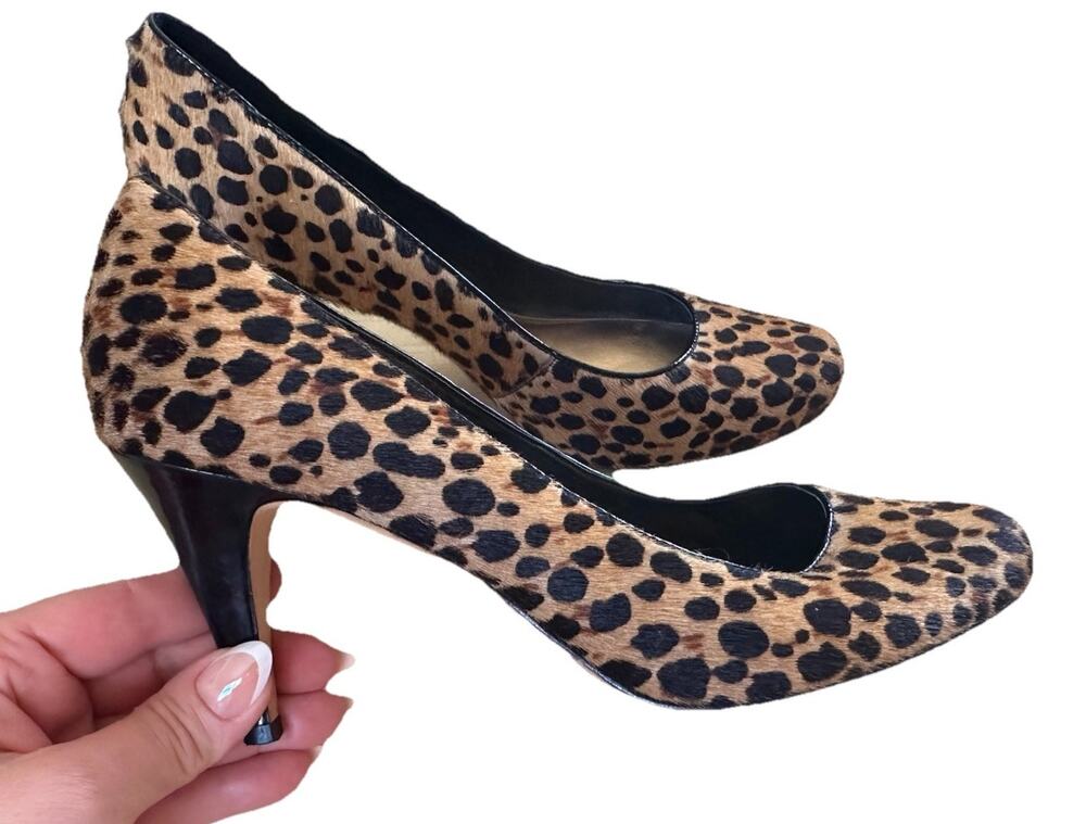 Antonio Melani High Heel Shoes Women’s Size 8 Leopard Pony Hair Round Toe